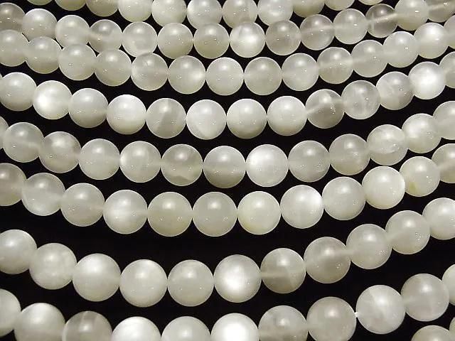 [Video] White-Light Gray Moonstone AA+ Round 10mm half or 1-strand beads (approx. 15 inches/36 cm)