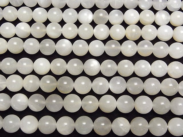 [Video] White-Light Gray Moonstone AA+ Round 10mm half or 1strand beads (aprx.15inch/36cm)