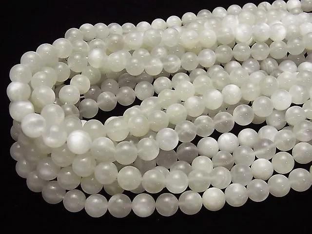 [Video] White-Light Gray Moonstone AA+ Round 10mm half or 1-strand beads (approx. 15 inches/36 cm)