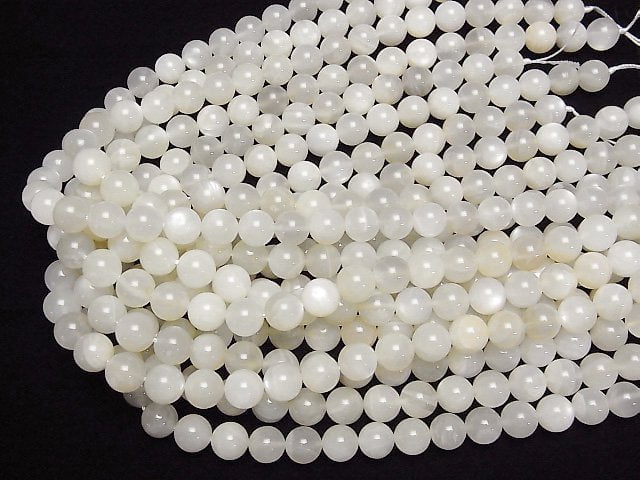 [Video] White-Light Gray Moonstone AA+ Round 10mm half or 1strand beads (aprx.15inch/36cm)