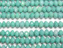 [Video]High Quality! Magnesite Turquoise Faceted Button Rondelle 4x4x3mm [Green] 1strand beads (aprx.15inch/37cm)