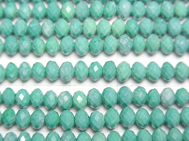 [Video]High Quality! Magnesite Turquoise Faceted Button Roundel 4x4x3mm [Green] 1strand beads (aprx.15inch/37cm)