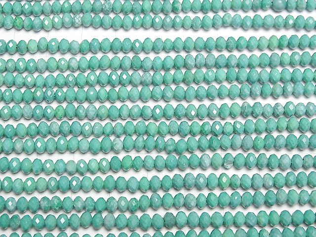 [Video]High Quality! Magnesite Turquoise Faceted Button Roundel 4x4x3mm [Green] 1strand beads (aprx.15inch/37cm)