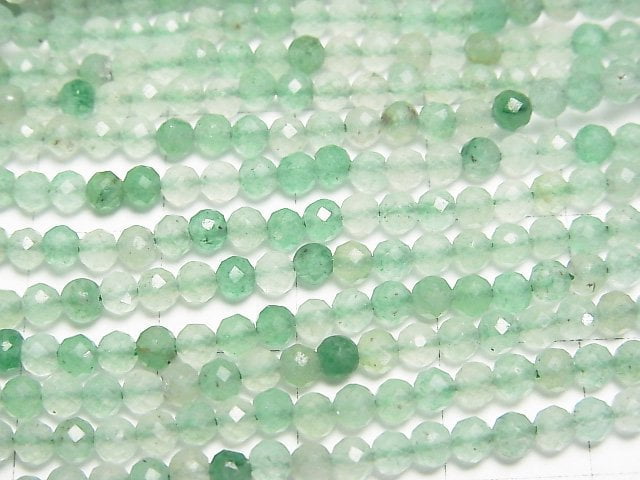 [Video]High Quality! Green Aventurine Faceted Round 3mm 1strand beads (aprx.15inch/37cm)