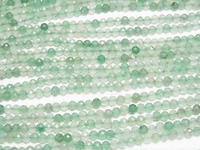 [Video]High Quality! Green Aventurine Faceted Round 3mm 1strand beads (aprx.15inch/37cm)