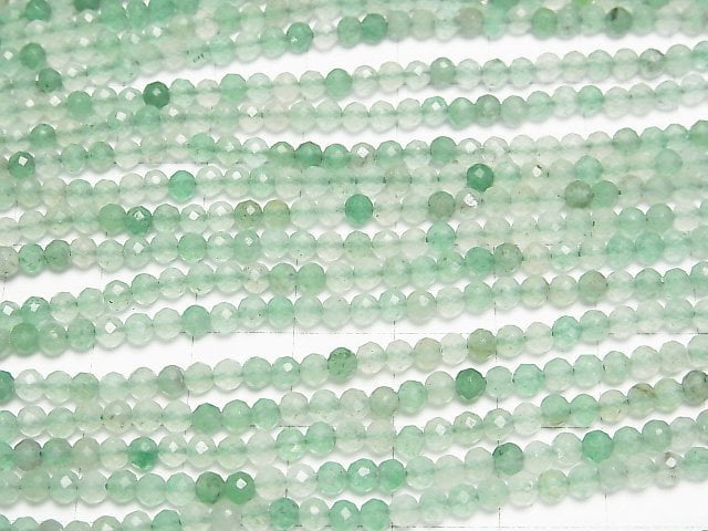 [Video]High Quality! Green Aventurine Faceted Round 3mm 1strand beads (aprx.15inch/37cm)