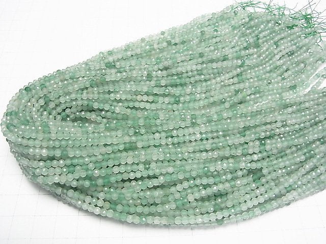 [Video]High Quality! Green Aventurine Faceted Round 3mm 1strand beads (aprx.15inch/37cm)