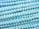 [Video]High Quality! Magnesite Turquoise Faceted Button Rondelle 2.5x2.5x1.5mm [Light Blue] 1strand beads (aprx.15inch/37cm)