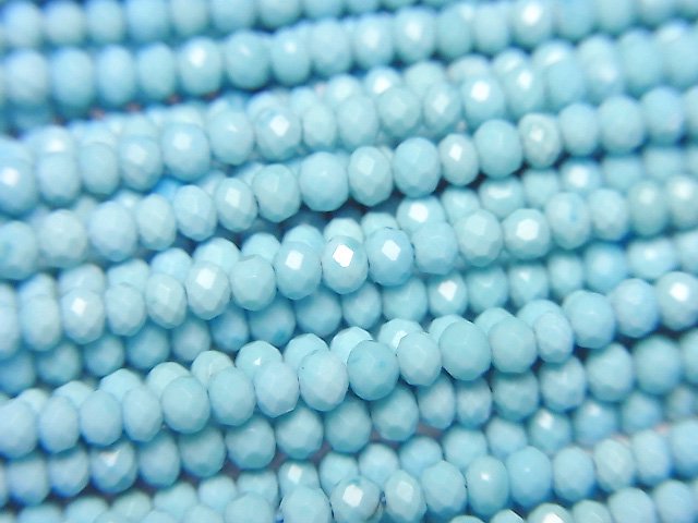 [Video]High Quality! Magnesite Turquoise Faceted Button Roundel 2.5x2.5x1.5mm [Light Blue] 1strand beads (aprx.15inch/37cm)