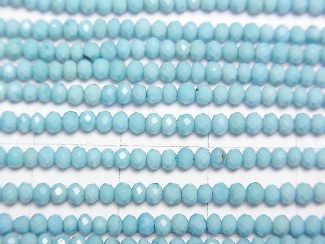 [Video]High Quality! Magnesite Turquoise Faceted Button Roundel 2.5x2.5x1.5mm [Light Blue] 1strand beads (aprx.15inch/37cm)