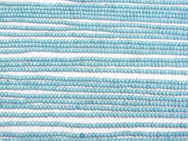 [Video]High Quality! Magnesite Turquoise Faceted Button Rondelle 2.5x2.5x1.5mm [Light Blue] 1strand beads (aprx.15inch/37cm)