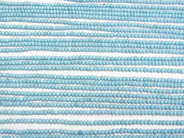 [Video]High Quality! Magnesite Turquoise Faceted Button Roundel 2.5x2.5x1.5mm [Light Blue] 1strand beads (aprx.15inch/37cm)