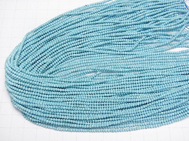 [Video]High Quality! Magnesite Turquoise Faceted Button Roundel 2.5x2.5x1.5mm [Light Blue] 1strand beads (aprx.15inch/37cm)