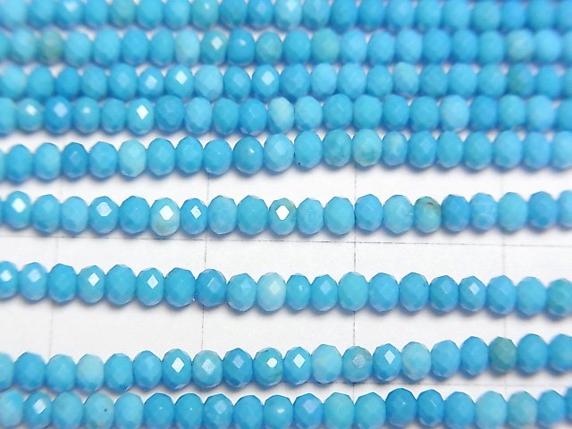 [Video]High Quality! Magnesite Turquoise Faceted Button Roundel 2.5x2.5x1.5mm [Blue] 1strand beads (aprx.15inch/37cm)