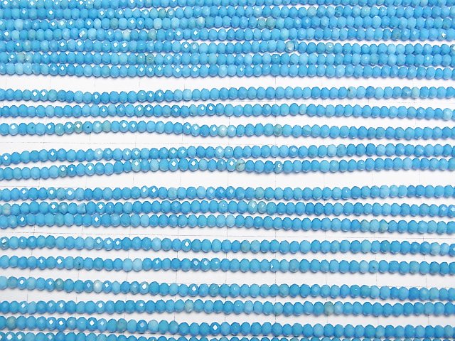 [Video]High Quality! Magnesite Turquoise Faceted Button Roundel 2.5x2.5x1.5mm [Blue] 1strand beads (aprx.15inch/37cm)