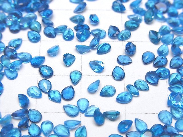 [Video]High Quality Neon Blue Apatite AAA Loose stone Pear shape Faceted 4x3mm 5pcs