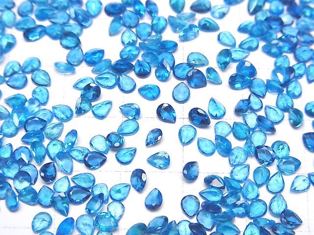 [Video]High Quality Neon Blue Apatite AAA Loose stone Pear shape Faceted 4x3mm 5pcs