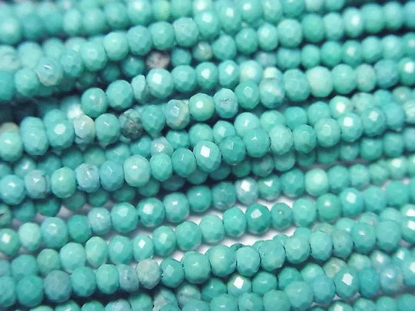 [Video]High Quality! Magnesite Turquoise Faceted Button Rondelle 2.5x2.5x1.5mm [Green] 1strand beads (aprx.15inch/36cm)