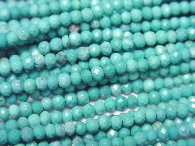 [Video]High Quality! Magnesite Turquoise Faceted Button Rondelle 2.5x2.5x1.5mm [Green] 1strand beads (aprx.15inch/36cm)