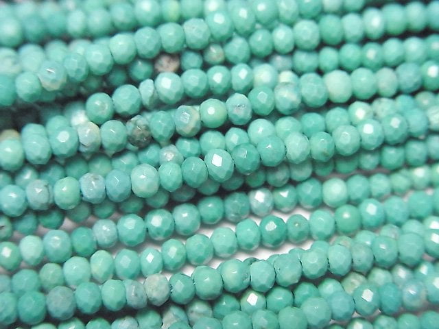 [Video]High Quality! Magnesite Turquoise Faceted Button Roundel 2.5x2.5x1.5mm [Green] 1strand beads (aprx.15inch/37cm)