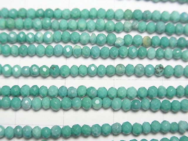 [Video]High Quality! Magnesite Turquoise Faceted Button Roundel 2.5x2.5x1.5mm [Green] 1strand beads (aprx.15inch/37cm)