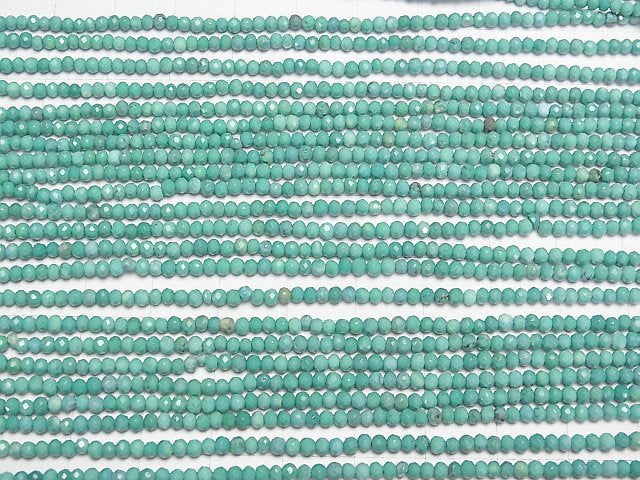 [Video]High Quality! Magnesite Turquoise Faceted Button Roundel 2.5x2.5x1.5mm [Green] 1strand beads (aprx.15inch/37cm)