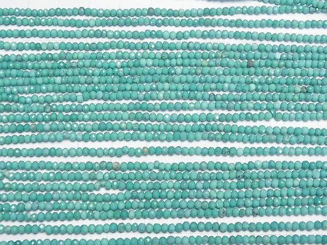 [Video]High Quality! Magnesite Turquoise Faceted Button Rondelle 2.5x2.5x1.5mm [Green] 1strand beads (aprx.15inch/36cm)
