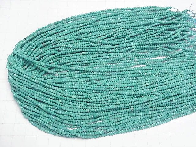 [Video]High Quality! Magnesite Turquoise Faceted Button Rondelle 2.5x2.5x1.5mm [Green] 1strand beads (aprx.15inch/36cm)