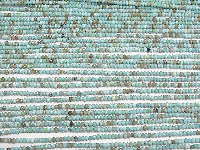 [Video]High Quality! Magnesite Turquoise Faceted Button Rondelle 2.5x2.5x1.5mm [Blue Green] 1strand beads (aprx.15inch/37cm)