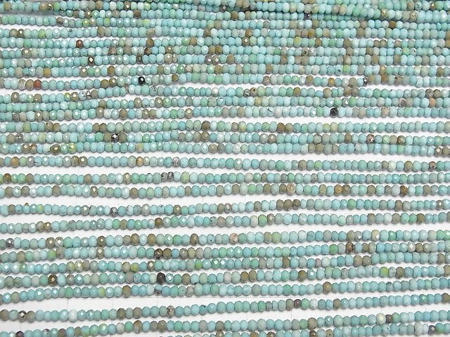 [Video]High Quality! Magnesite Turquoise Faceted Button Roundel 2.5x2.5x1.5mm [Blue Green] 1strand beads (aprx.15inch/37cm)