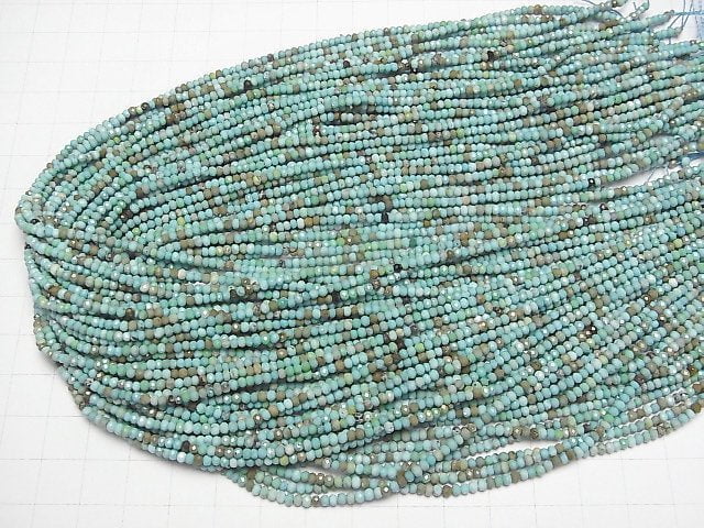 [Video]High Quality! Magnesite Turquoise Faceted Button Roundel 2.5x2.5x1.5mm [Blue Green] 1strand beads (aprx.15inch/37cm)