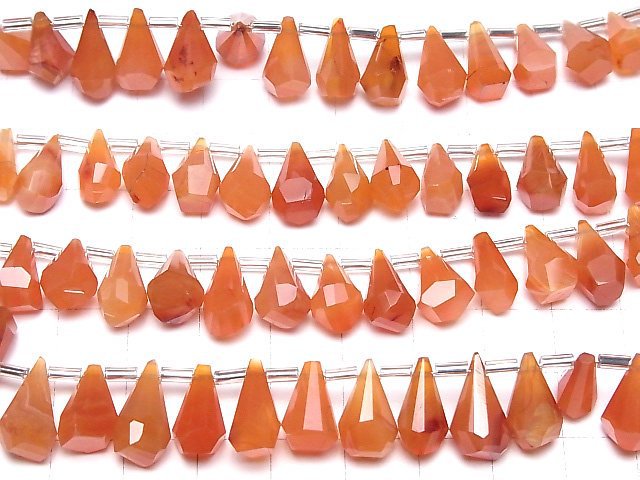 [Video]High Quality Carnelian AA++ Rough Drop Faceted Briolette half or 1strand (18pcs)