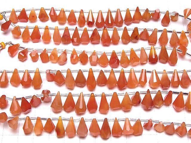 [Video]High Quality Carnelian AA++ Rough Drop Faceted Briolette half or 1strand (18pcs)