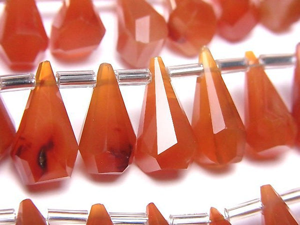 [Video]High Quality Carnelian AA++ Rough Drop Faceted Briolette [Dark color] half or 1strand (18pcs)