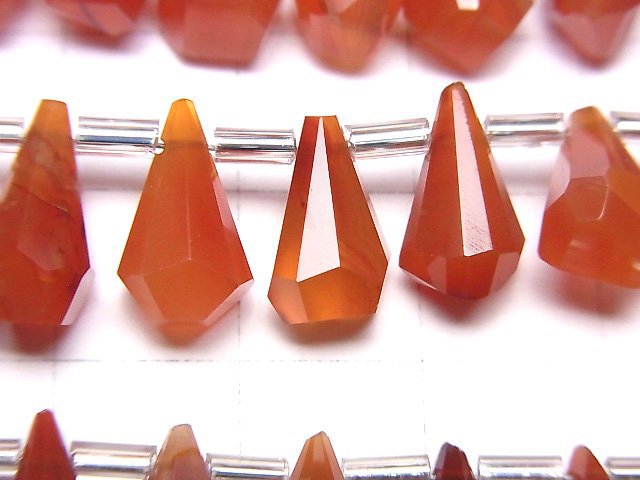 [Video]High Quality Carnelian AA++ Rough Drop Faceted Briolette [Dark color] half or 1strand (18pcs)