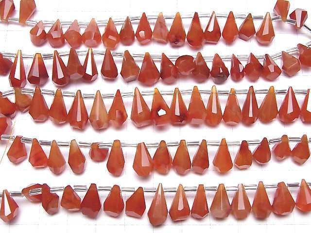 [Video]High Quality Carnelian AA++ Rough Drop Faceted Briolette [Dark color] half or 1strand (18pcs)