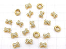 Metal parts Rondelle 8x7x5.5mm Gold (with CZ) 2pcs