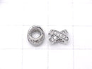 Metal parts Rondelle 8x7x5.5mm Silver (with CZ) 2pcs