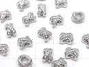 Metal parts Rondelle 8x7x5.5mm Silver (with CZ) 2pcs