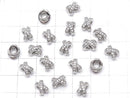 Metal parts Rondelle 8x7x5.5mm Silver (with CZ) 2pcs