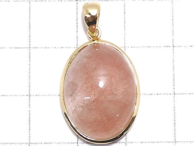 [Video][One of a kind] Natural Strawberry Quartz AA++ Pendant 18KGP NO.6