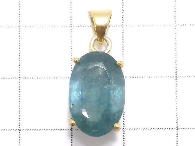 [Video][One of a kind] Aqua Kyanite AAA- Pendant 18KGP NO.37