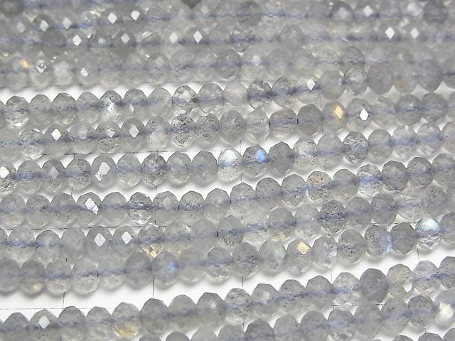 [Video] High Quality! Labradorite AAA- Faceted Button Rondelle 4x4x3mm 1strand beads (aprx.15inch/37cm)