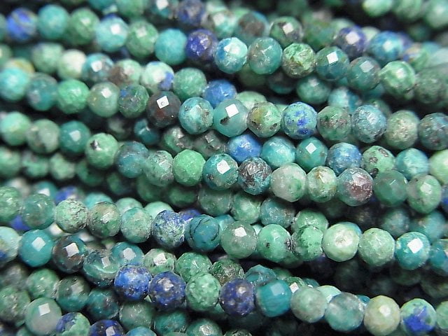 [Video]High Quality! Chrysocolla AA++ Faceted Round 2.5mm 1strand beads (aprx.15inch/36cm)