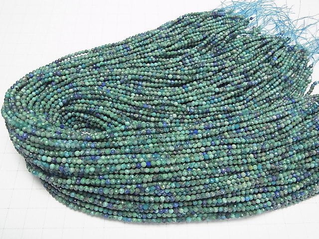 [Video]High Quality! Chrysocolla AA++ Faceted Round 2.5mm 1strand beads (aprx.15inch/36cm)