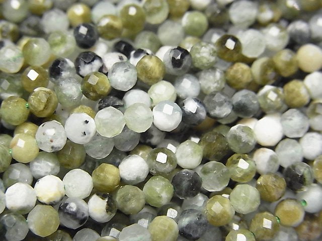 [Video]High Quality! Green Tourmaline AA Faceted Round 3.5mm 1strand beads (aprx.15inch/36cm)