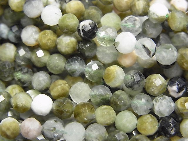 [Video]High Quality! Green Tourmaline AA Faceted Round 4.5mm 1strand beads (aprx.15inch/36cm)