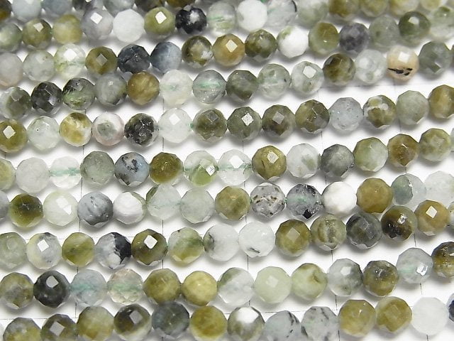 [Video]High Quality! Green Tourmaline AA Faceted Round 4.5mm 1strand beads (aprx.15inch/36cm)