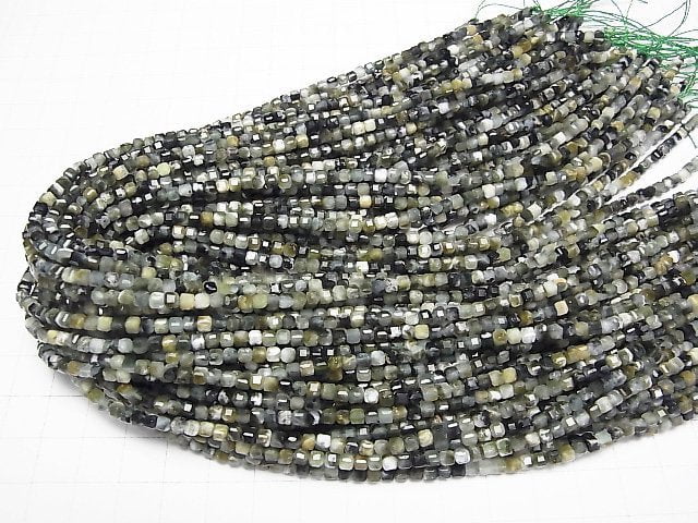 [Video]High Quality! Green Tourmaline AA Cube Shape 3x3x3mm 1strand beads (aprx.15inch/36cm)