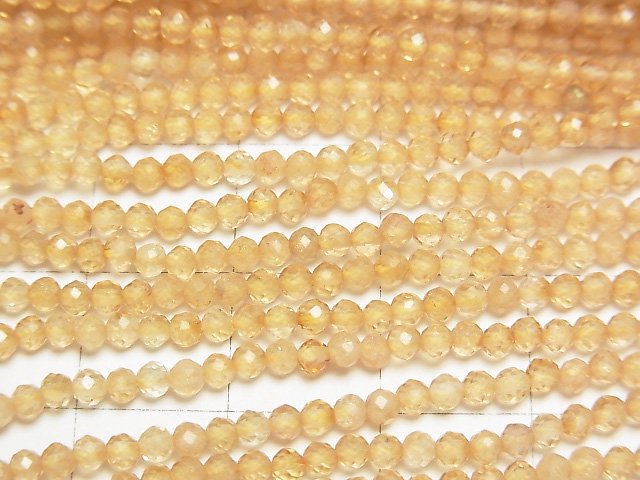 [Video] High Quality! Citrine AA++ Faceted Round 2.5mm 1strand beads (aprx.15inch/37cm)